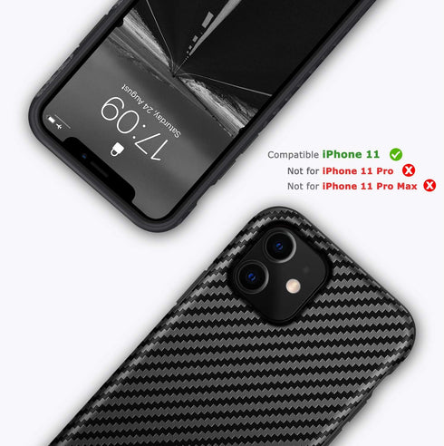 Tasikar Compatible with iPhone 11 Case Carbon Fiber Leather Design with TPU Bumper Premium Hybrid Case (Black)...