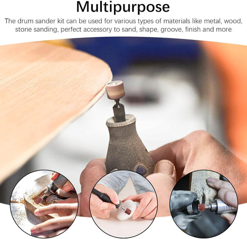 162 Pieces Sanding Drums Kit Drum Sander for Drill with Storage Box Including 150 Pieces Sanding Band Sleeves and 12 Pieces Drum Mandrels for Rota...
