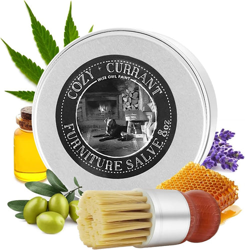 Furniture Salve for Leather, Original Leathers Recoloring Balm Wood Cleaner with Boar Bristle Brush Kit, 4oz Couch Paint Scratch Repair Conditione...