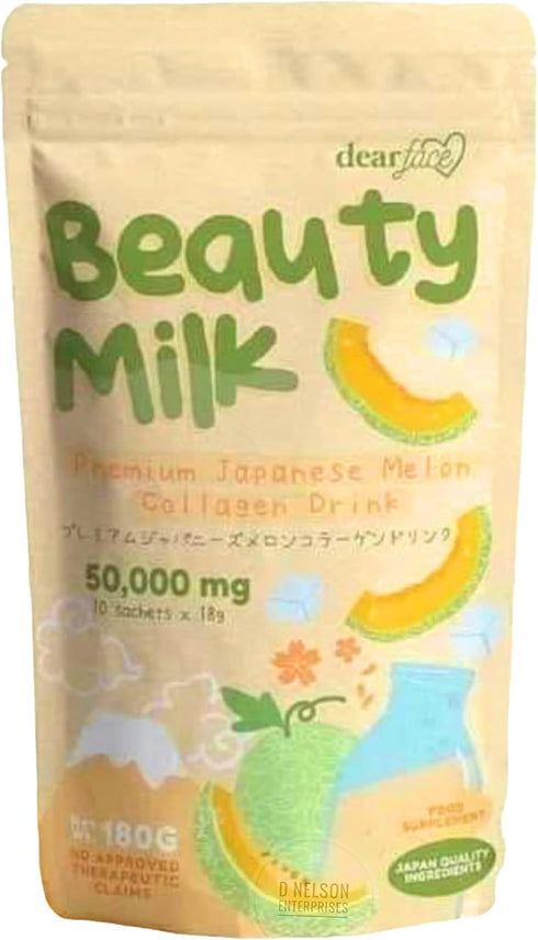 Beauty Milk Japanese Collagen MELON Drink - 50,000mg Hydrolyzed Collagen, 6.3 Ounce (Pack of 1)...