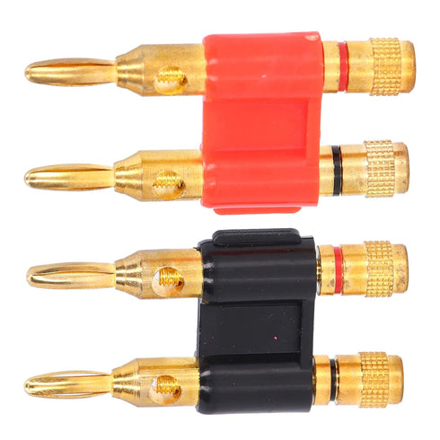 2Pcs Stackable Dual Banana Banana Plugs for Speaker Wire, Banana Connectors for Speaker Wire, Brass Banana Plug 2 Way Banana Connectors Male Plug ...