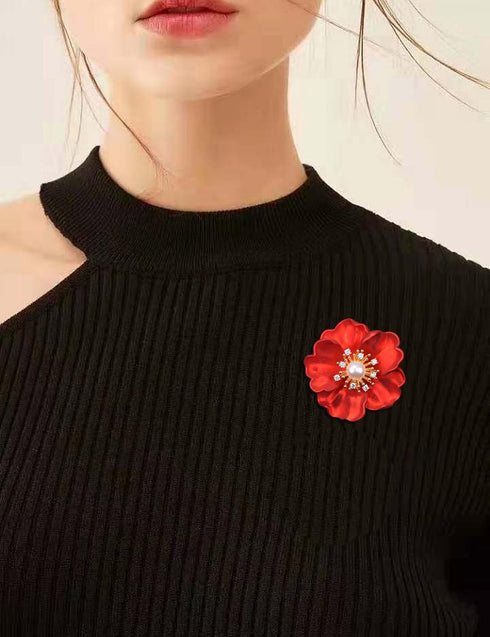 Elegant Crystal Blooming Rose Flower Brooch Lapel Pin Breastpin for Women Birdal Cardigan Hat Scarf Suit Sweater Floral Pins...