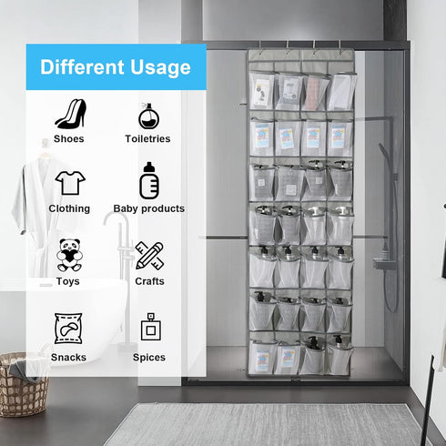 Over the Door Shoe Organizers 28 Mesh Pockets Hanging Shoes Organizer Shoe Rack for Closet Entryway Bedroom Bathroom Pantry Shoe Holder for Men Sn...