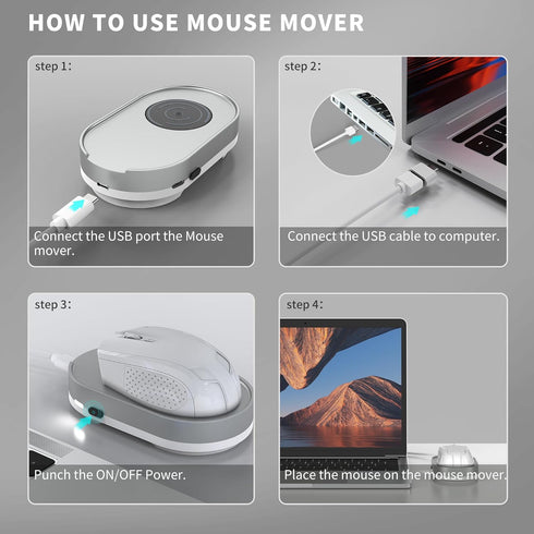 Mouse Jiggler, Undetectable Mouse Mover Device Wiggler Shaker with Drive Free USB Cable and USB C to USB Adapter, Physical Automatically Mouse Mov...