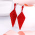 EVER FAITH Women's Crystal Elegant Vintage Banquet Multi-layered Rhombus Dangle Pierced Earrings...