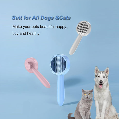 Cat Brush for Shedding,Pet Grooming Self Cleaning Slicker Brush,Removes Mats,Tangles and Loose Hair,Shedding Brush for Short or Long Haired Cats D...