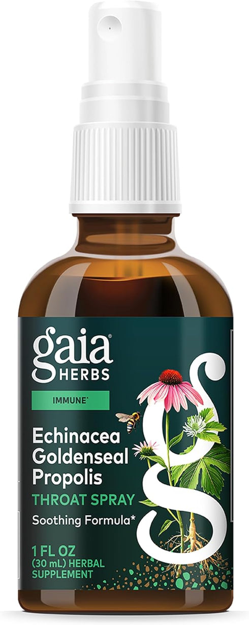 Gaia Herbs Echinacea Goldenseal Propolis Throat Spray - for Immune Support & Throat Health - with Licorice Root, Thyme, Echinacea, Peppermint & Or...