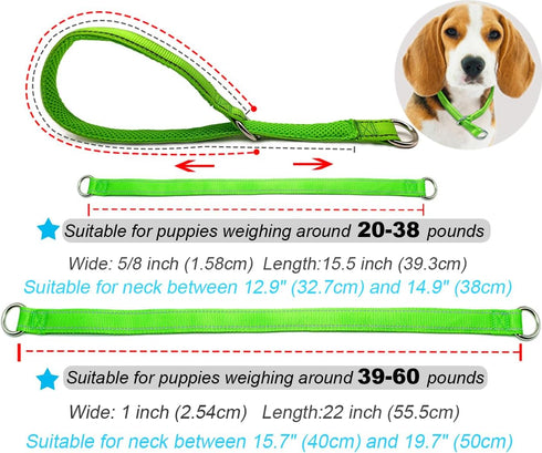 Reflective Slip Collar, Soft Nylon Training Choke Collar for Dogs in Green 22", Wide 1"(Suitable for Dog Weight Around 39-60 pounds)...