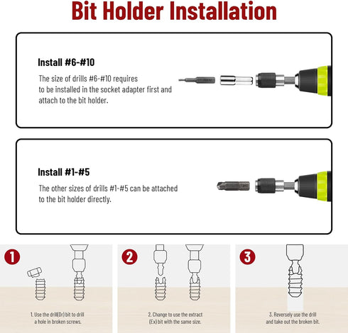 Damaged Screw Extractor Set, 22 PCS Easy Out Stripped Screw Extractor Kit, Chromium-vanadium Steel Broken Screw Remover Set with Magnetic Extensio...