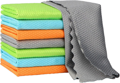 AIDEA Microfiber Kitchen Towels-8PK, Multi-Purpose Cleaning Cloths, Streak-Free Lint-Free Cleaning Rags, Microfiber Towels for Cars, Absorbent Dis...