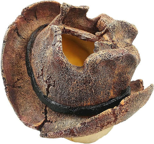 Aquarium Ornament - Fish Tank Decorations Supplies Accessories Handsome Cowboy hat Pirate Skull Decor Resin Aquarium cave?Brown?...