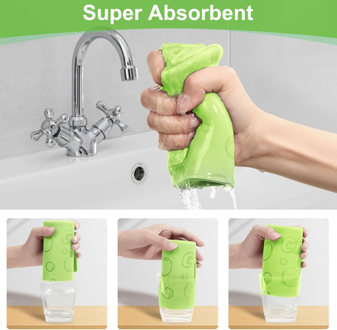4 Pack Damp Clean Duster Towel Streakless Cloths Flexible Dusting Towel Magic Reusable Cleaning Cloths Scrub Wet Duster Sponge Absorbent Kitchen R...