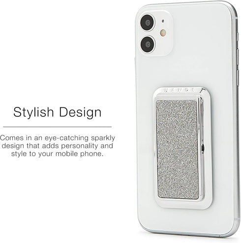 HANDL New York Silver Glitter HANDLstick Silver Glitter Grip and Stand for Smartphone...