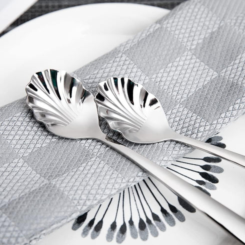 Csinos 304 Stainless Steel Spoon Shell Shape Flatware Spoon Set...