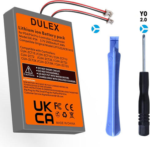 3.7V 2000mAh LIP1522 Replacement Battery with Big and Small Plug for Playstation 4 PS4 Dualshock 4 Wireless Controller (1-Pack)...