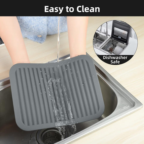 Trivets for Hot Pots and Pans, Large Black Silicone Trivets, Multi-Purpose Silicone Mat for Countertops Heat Resistant, Trivets for Quartz Counter...