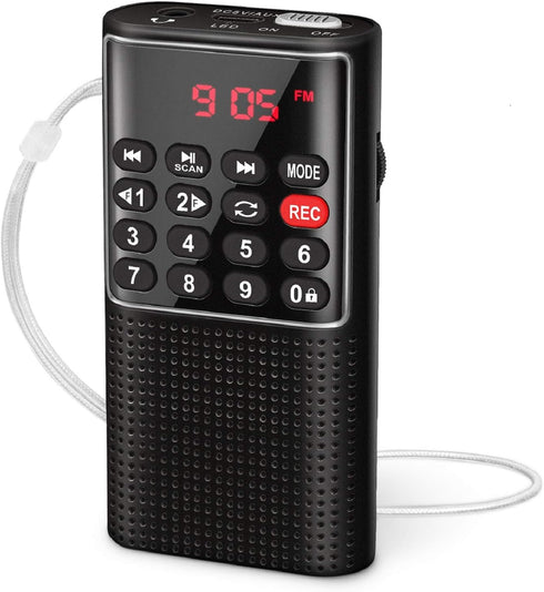 Mini Pocket FM Walkman Radio Portable Battery Radio with Recorder, Lock Key, SD Card Player, Rechargeable Battery Operated, by PRUNUS(NO AM)...