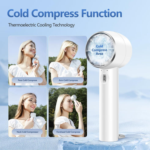 Handheld Portable Turbo Fan with Cold Compress, High-Speed 2 in 1 Hand Held & Desk Fan, 4200mAh Battery Rechargeable Mini Personal Travel Fan for ...