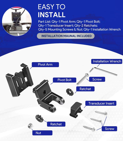 7400931 MHX XNT Transducer Bracket - Transducer Mount for XHS model transducers, Transom Mounting Hardware Kit Compatible with XNT 9 20, XNT 9 20 ...