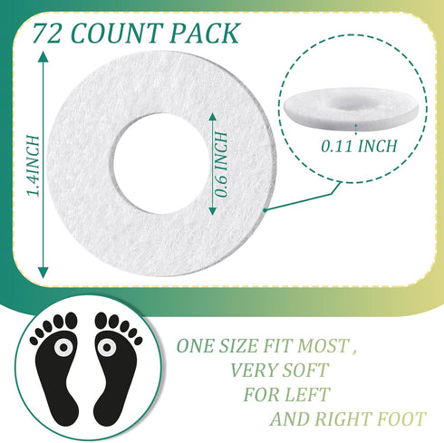 Nuanchu 72 Pcs Callus Cushions Callus Pads for Bottom of Foot Round Corn Cushions Pads for Feet Soft Adhesive Felt Corn Pads for Ball and Side of ...