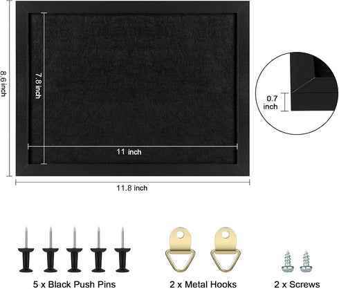 Cork Board Bulletin Board, 11" X 8" Cork Boards for Walls with Pins, Eye Bolts, gaskets, Screws, Pin Board for Office, School and Home (BK,22 * 30...