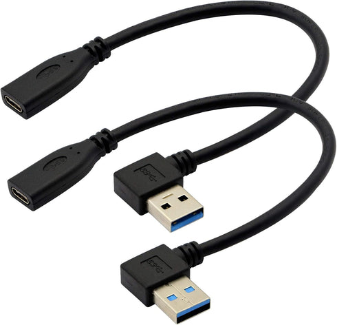 USB C Cable,USB Type C Female to USB 3.0 Male 90 Degree Adapter,5Gbps USB A 3.0 to USB Connector -2pcs for Laptop & Tablet & Mobile Phone by FENGQ...
