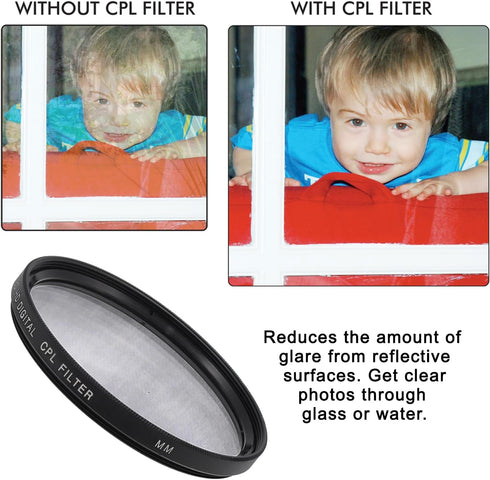 Acuvar 62MM CPL Lens Filter Pro, Circular Polarizer Lens Filter Universal for Camera Lens w 62MM Filter Lens for Canon, Nikon, Sony, FujiFilm, Oly...
