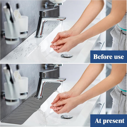 Kitchen Sink Splash Guard, 24in Silicone Faucet Mat Splash Catcher, Handle Drip Catcher Tray, Multipurpose for Kitchen Dish Drying Mats Sponge Hol...