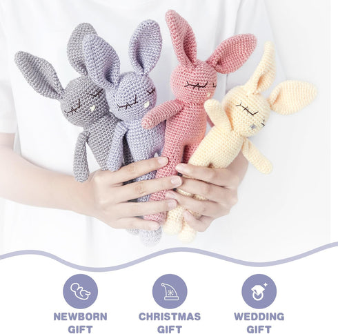 Moni's Choice Stuffed Animal Baby Bunny Rabbit Plush Knitted Doll Baby Sleep Toy Newborn (Pink)...