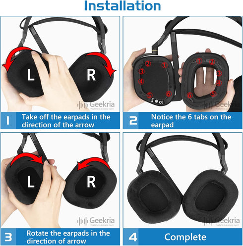 Geekria Comfort Replacement Ear Pads for Corsair HS80 RGB Wireless Headphones Ear Cushions, Headset Earpads, Ear Cups Cover Repair Parts (Black)...