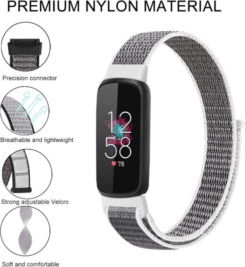3 Pack Nylon Bands Compatible With Fitbit Luxe for Women Men, Adjustable Breathable Sport Strap Loop Replacement Wristbands for Fitbit Luxe Fitnes...