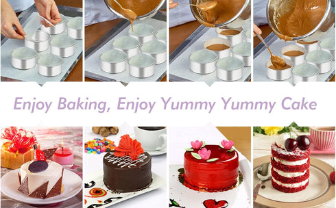 TeamFar 4 Inch Cake Pan, 6 Pcs Layer Baking Round Cake Pans Set Stainless Steel, For Baking Steaming Serving, Healthy & Sturdy, Mirror Finish & Di...