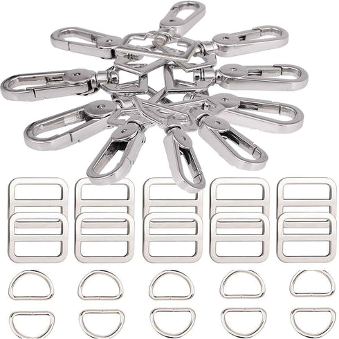 Swivel Lobster Clasps Clips Lanyard Snap Hook and Slide Buckles and Metal D Ring Semi-Circular D Ring for Handbag Bags Cat Dog Collar Buckles Ring...