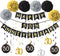 50th Wedding Anniversary Decorations Kit - Gold Glitter Happy 50th Banner / Sparkling 50 Hanging Swirls / Poms...