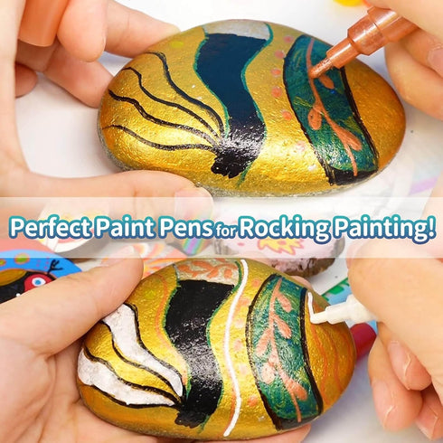 Funto Acrylic Paint Pens for Rock Painting, Fabric, Wood, Canvas, Metal, Ceramic, Glass, 12 Colors Paint Marker Set, Non-Toxic, Quick Drying...