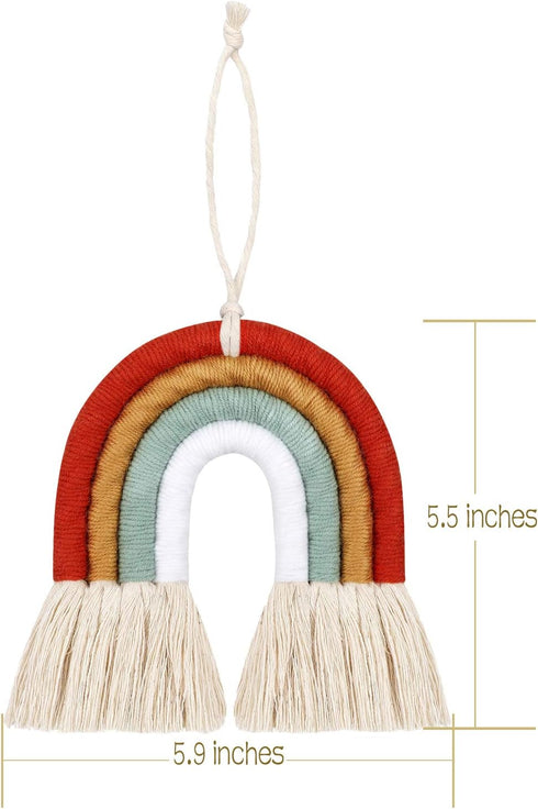 ZWA Rainbow Wall Hanging, Cotton, Bohemian, Baby Shower, Nursery Decor, Handmade Macrame, 13.5 x 5.5 inches...