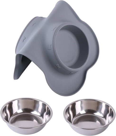 Hubulk Pet Dog Bowls 2 Stainless Steel with No Spill Non-Skid Silicone Mat + Pet Food Scoop Water and Food Feeder Bowls for Feeding Small Medium L...