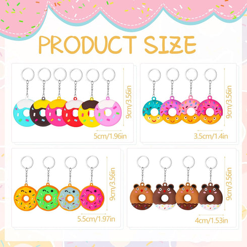 Yinkin 30 Pieces Donut Party Favors Sweet Donut Keychain Kids Key Chains for Backpacks Sweet Donut Theme Keychain Pendant for Kid Toy Ornament Sou...