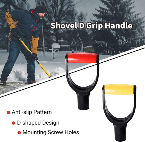 MroMax Shovel D Grip Handle, 1-1/4" Inner Diameter 32mm PVC Spade Snow Shovel Replacement Handle Garden Accessories for Digging Raking Tool Yellow...