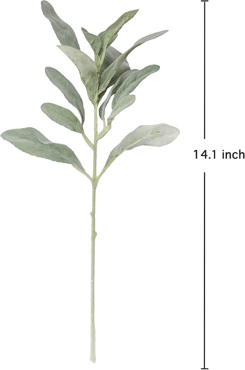 SUUKI Faux Lambs Ear Stems 5Pcs Flocked Artificial Greenery Solid Spray Fake Rabbit Ear Leaves for Home Wedding DIY Craft Floral Arrangement...