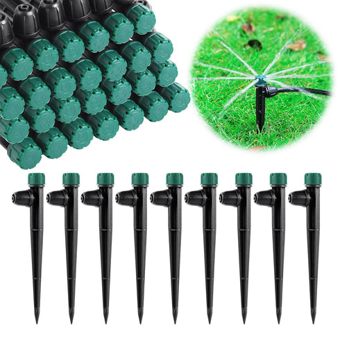Drip Irrigation Emitters for 1/4" Drip Tubing,5.5" Stake with Adjustable Automatic Irrigation Drippers for (4-7mm) Garden Watering System. (50pcs-...