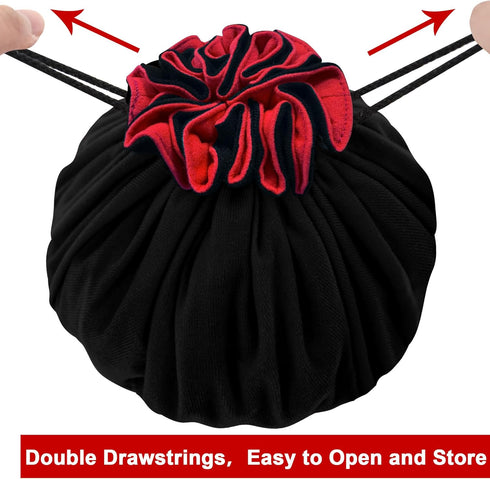 SIQUK Large Dice Bag with Pockets Drawstring Dice Bag DND Dice Storage Bag Big Capacity Dice Pouch for RPG MTG Table Games, Hold over 300 Dice (Bl...