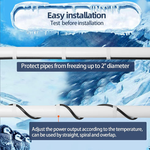 Intelligent Pipe Heat Cable for Pipe Freeze Protection, Self-Regulating Water Pipe Heat Cable for Metal and Plastic Home Pipes, Energy-Saving Heat...
