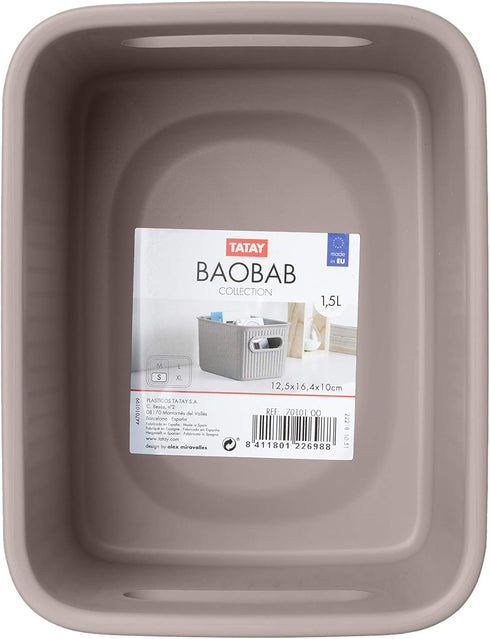 Baobab Multi-purpose Small Storage Basket with Capacity for 1.5 Litres, Taupe, 12.8 x 16.7 x 10...