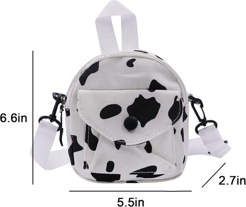 JUMISEE Cute Cow Print Canvas Crossbody Purse Small Cell Phone Bag Shoulder Handbag for Men Women Kids...
