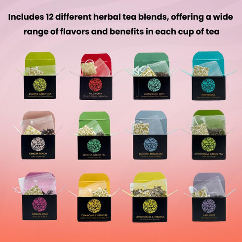 Ceremonie Tea Herbal Variety Pack - Kosher Set - Assorted Sampler With 12 Individually Wrapped Silky Mesh Herbal Bags - Single Serve Pouches...