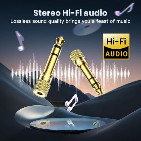 POSUGEAR 6.35mm 1/4 Male to 3.5mm 1/8 Female Stereo Headphone Adapter Connector Gold Plated, Headphone Jack Adapter for Aux Cable Speaker Headphon...