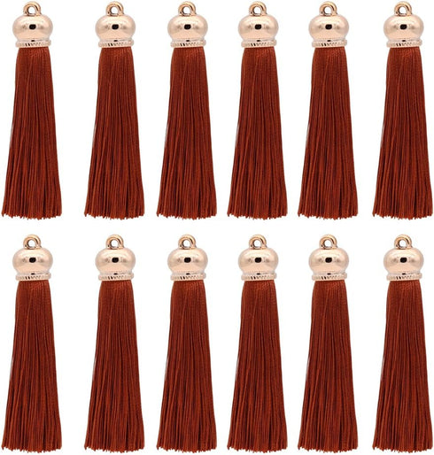 80mm Polyester Soft Tassel Ice Silk Tassel End Stopper Pendant Connectors with Gold Tassels Cap for DIY Jewelry Accessories Making/Earring/Curtain...