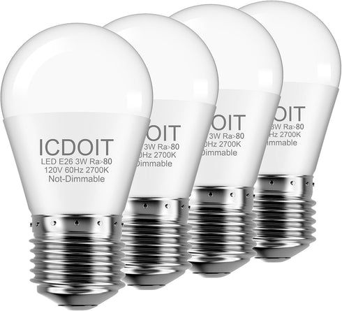 25 Watt Equivalent Light Bulbs, A15 LED Bulb 3W E26 Base 2700K Warm White Low watt Light Bulbs,Nightstand Light Bulb, Table Lamp Bulb...