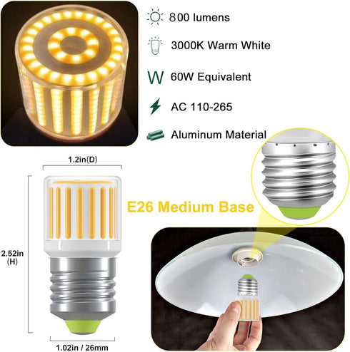 E26 Refrigerator Light Bulb 7W 60W Equivalent Fridge Light Bulb Replacement 800 Lumen 3000K Warm White Freezer Light Bulb Energy Saving LED Light ...